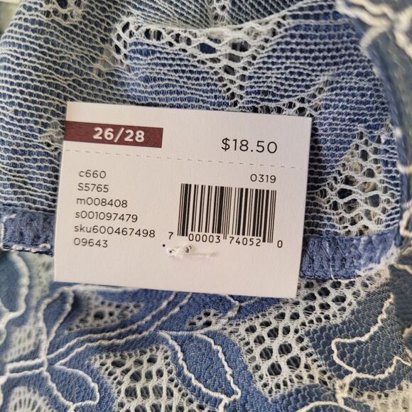 Cacique Women's Blue Floral Lace Cheeky Short Panty Plus Stretch Fit Size 26/28 - Picture 7 of 9